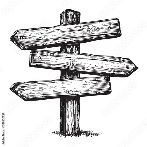 Rustic wooden signpost for outdoor guidance and decoration