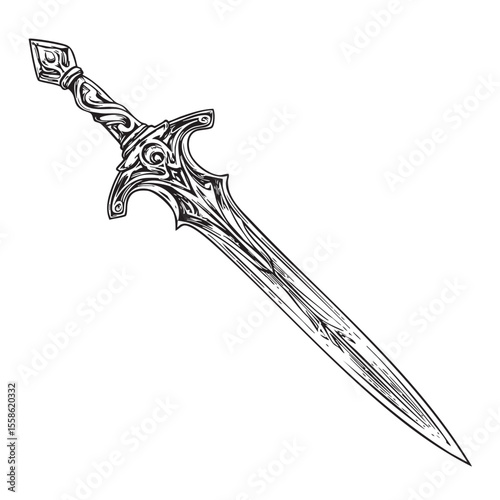 Elegant ornate sword with intricate design features