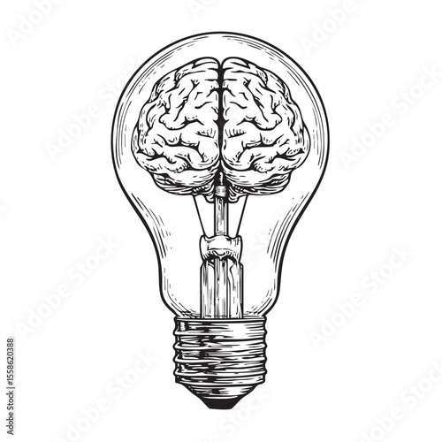 Concept of creativity with a light bulb and brain illustration
