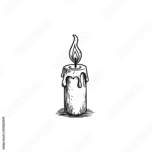 Candle flame with melting wax for tranquil ambiance and decoration