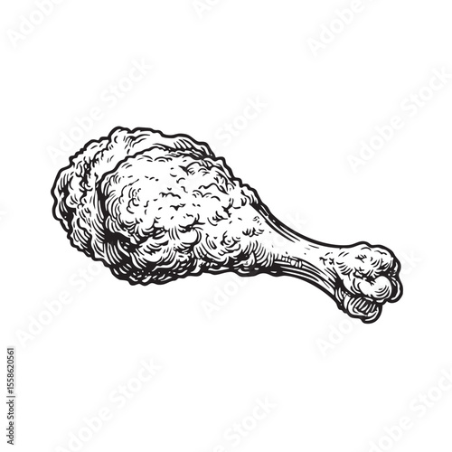 Delicious cooked chicken drumstick ready for serving at a meal