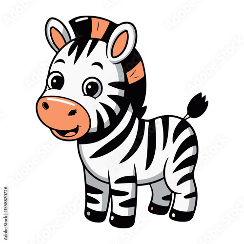Cartoon zebra vector illustration for kids coloring book page animal character design art print