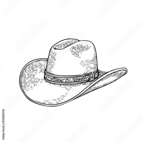 Classic western hat illustration for cowboy culture design