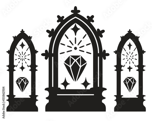 An ornate wrought iron gate adorns an old church window, a vintage architectural detail against an ancient stone wall