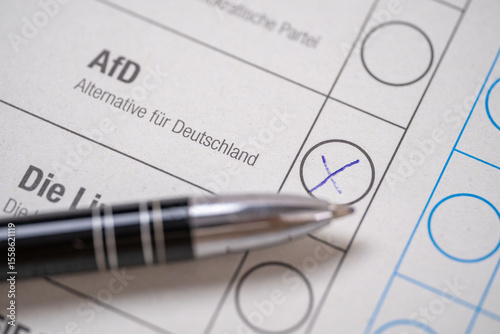 ballot paper for German federal elections, marking ballot for AfD party, electoral integrity, citizens voting rights, political choices in Germany in Germany