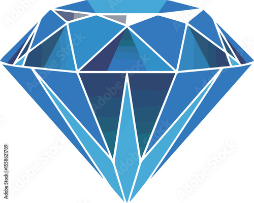 Faceted blue diamond gemstone illustration for jewelry design and luxury item concepts vector art