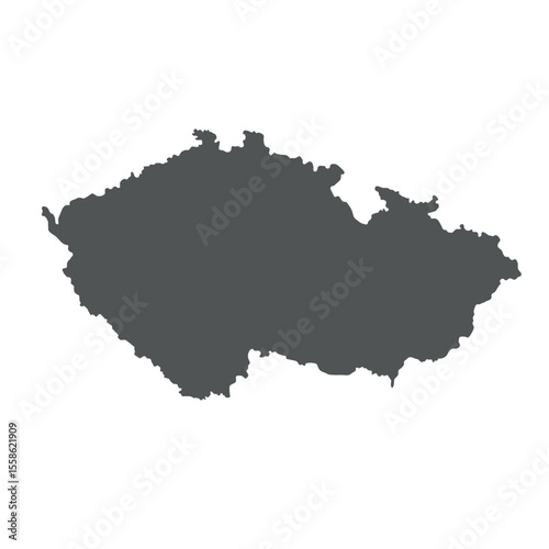 Map of Czech Republic, sign silhouette. World Map Globe. Vector Illustration isolated on white background. Europe continent.