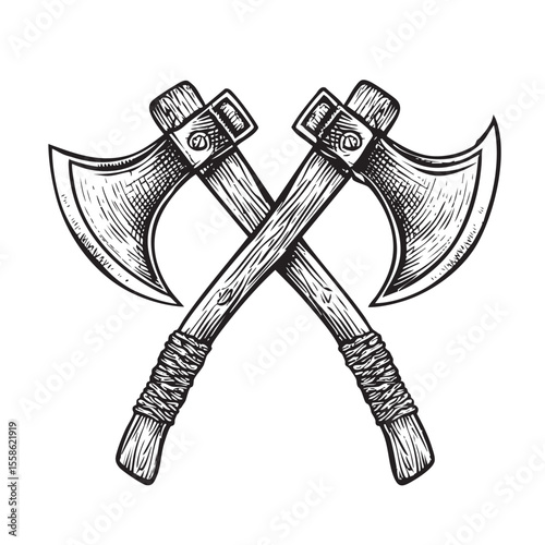Crossed axes design for adventure and outdoor themes