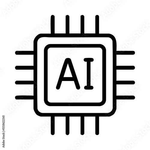 AI microchip icon representing artificial intelligence hardware, machine learning processing unit, and smart computing technology