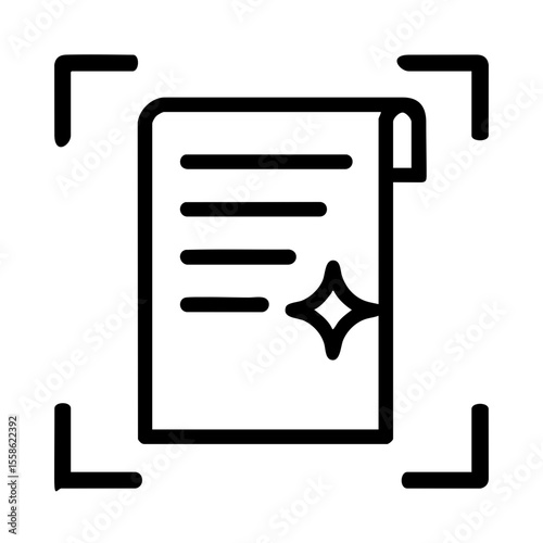 AI document generation icon with sparkle and framing indicating smart content creation and automated writing