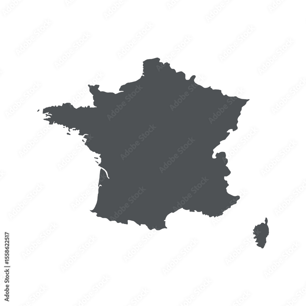 Obraz premium Map of France, sign silhouette. World Map Globe. Vector Illustration isolated on white background. Europe continent.