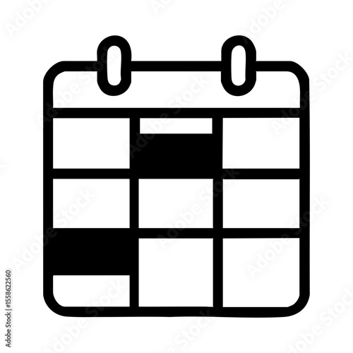 Minimal calendar icon showing schedule grid for planning, time management, and habit tracking
