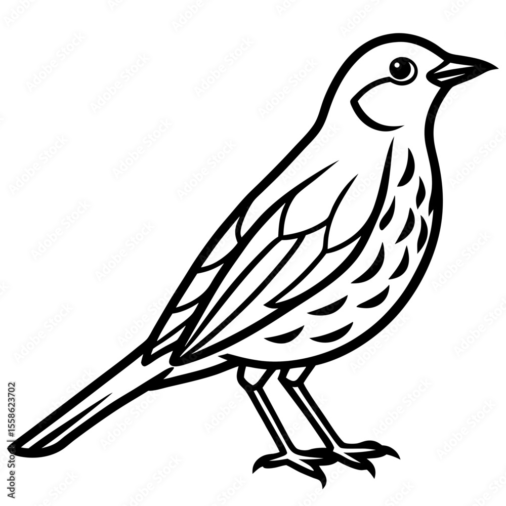 Fototapeta premium Monochrome Thrush Illustration