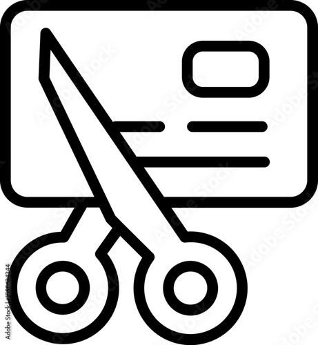 Cutting credit card with scissors icon for debt cancellation and financial freedom