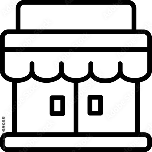 Shop store building front facade market place commercial business establishment design icon