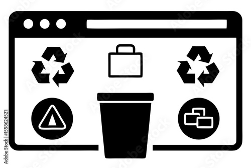 Digital Waste Management and Recycling Interface Icons