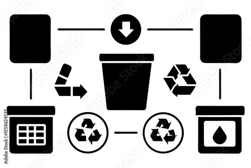 Recycling Bin and Waste Management System Icon