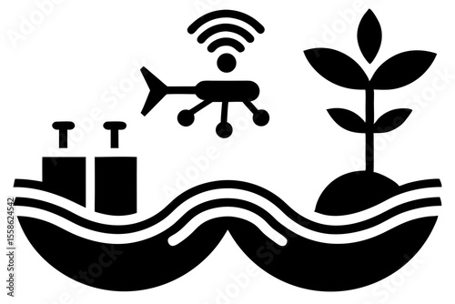 Smart Agriculture Drone and Water Management Icon