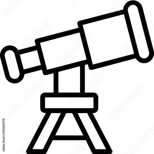 Telescope vector icon for astronomy stargazing and space exploration equipment design asset