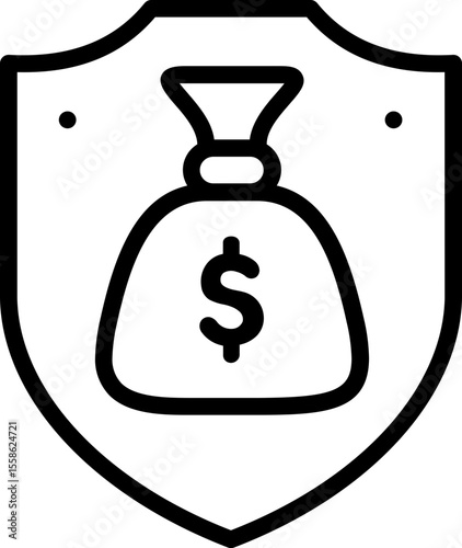 Money protection security shield icon vector illustration for financial safety and trust