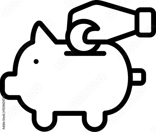 Piggy bank savings hand putting coin in money box investment financial planning icon