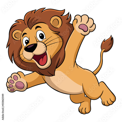 Cartoon lion illustration vector art for kids drawing animal character design and print graphics