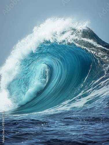 Breaking crest of a large ocean wave