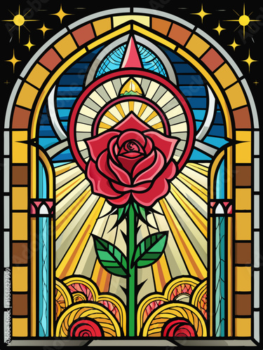 Rose, Stained Glass Style, Full body , window temple	sun, stained glass style, full body, window temple, glass, window, stained, church, stained glass, religion, cathedral, art, saint, religious,reali
