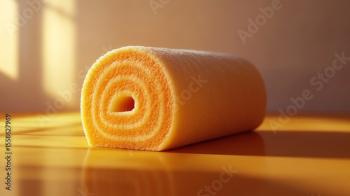 A yellow loofah sponge roll for scrubbing surfaces.