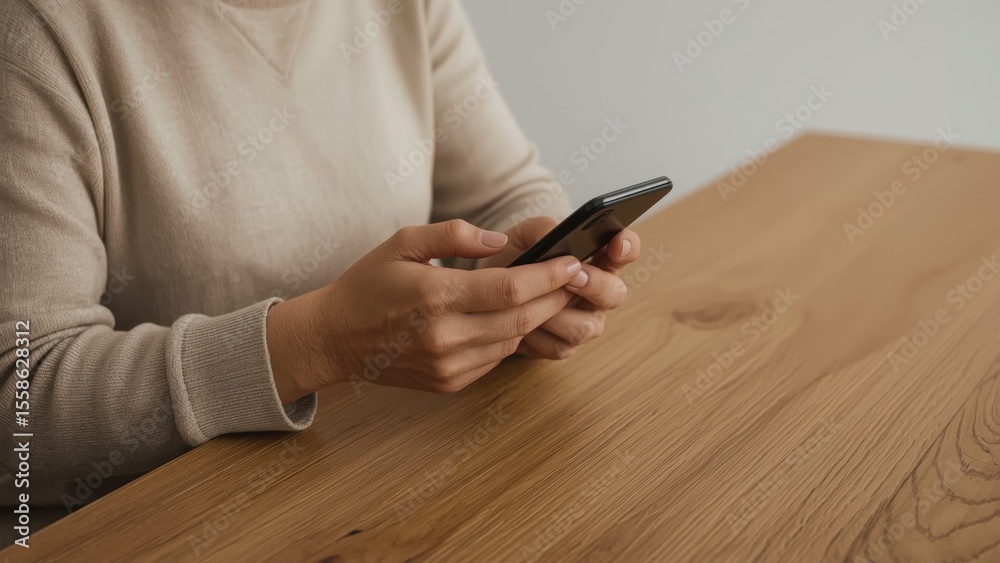 Woman,smartphone,typing,wooden table,technology,communication,business Woman,smartphone,typing,wooden table,technology,communication,business