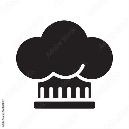 Chef hat icon vector. Black silhouette of a cook's toque for restaurant, kitchen, and culinary themes. Simple professional baker symbol isolated on white
