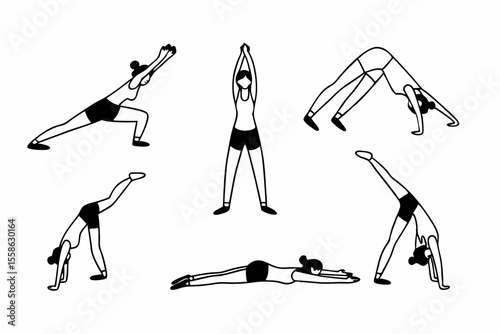 Yoga Pose – Clean Vector Line Art on White for Wellness and Balance