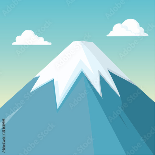 vector illustration of a lone snow-covered mountain peak