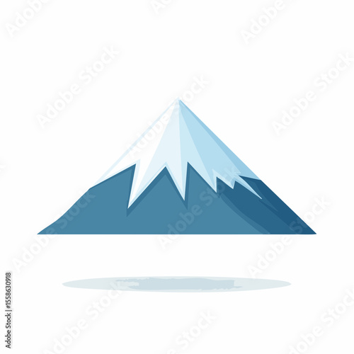 vector illustration of a lone snow-covered mountain peak