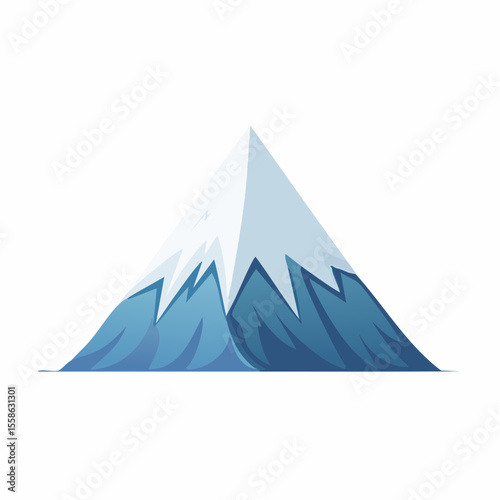 vector illustration of a lone snow-covered mountain peak