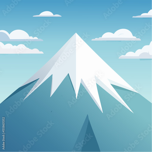 vector illustration of a lone snow-covered mountain peak