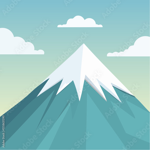 vector illustration of a lone snow-covered mountain peak