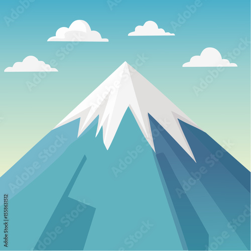vector illustration of a lone snow-covered mountain peak