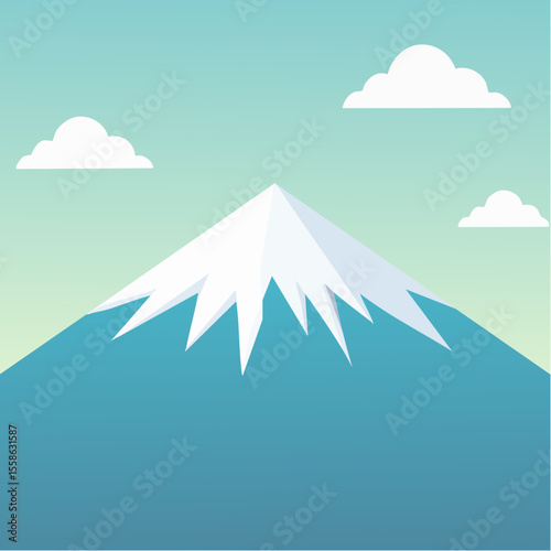 vector illustration of a lone snow-covered mountain peak
