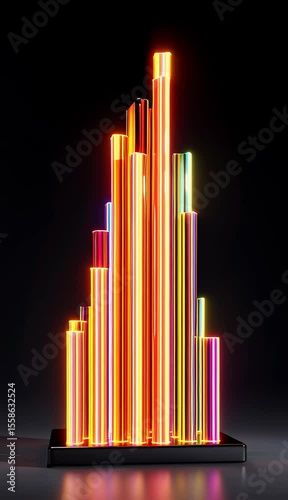 Colorful light columns create an artistic and vibrant display, perfect for modern design and creative concepts.