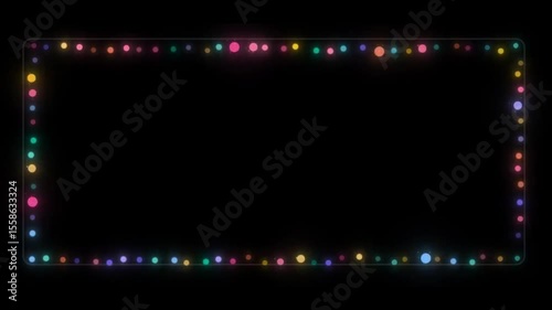 Whimsical Fairy Light Frame Animation Loop in 4K with Jewel Toned Sparkling Bulbs and Cascading Magical Dust Trails for Enchanting Gentle Glow and Ethereal Holiday or Fantasy Background Effect