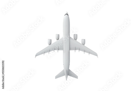 Isolated White Airplane Top View