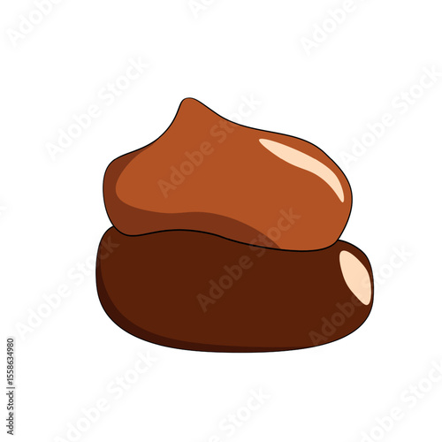 Cartoon poo, template icon. Kawaii poop isolated on white background. Shit pattern, evil turd. Vector illustration for invitation, poster, card, fabric, textile. Doodle style.
