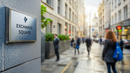Wallpaper Mural Busy city street scene with exchange square sign in focus Torontodigital.ca