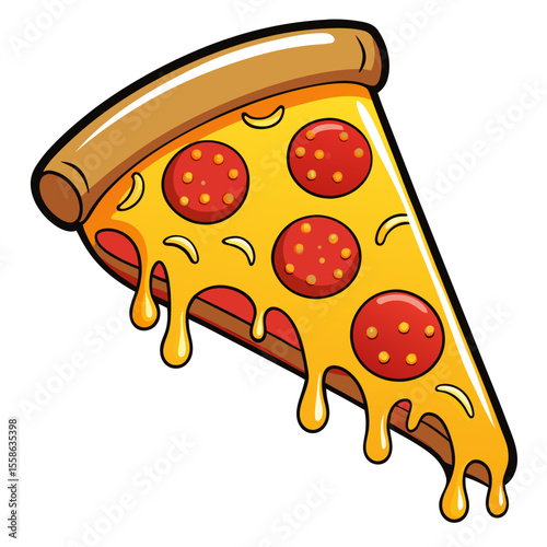 vector illustration of pizza with salami