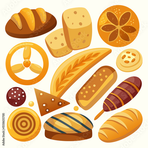 vector set of bread
