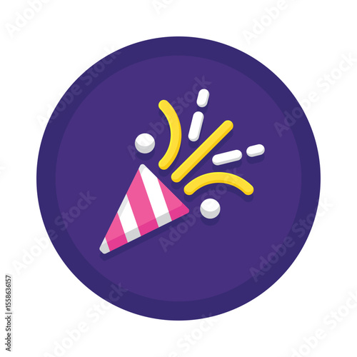 Celebrate with party popper icon vector illustration for event and festive design needs