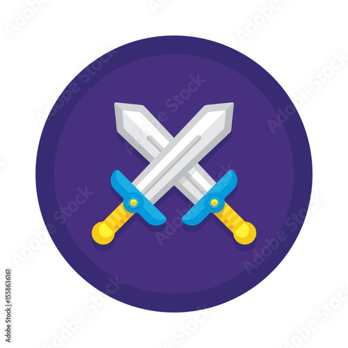 Download crossed swords vector illustration for medieval fantasy game assets design use