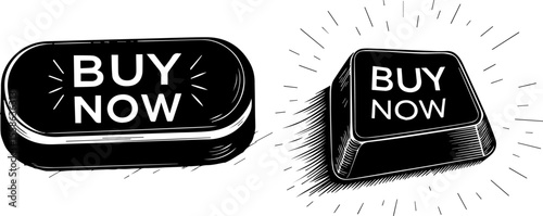 Black and White Buy Now Buttons for E-commerce and Online Shopping