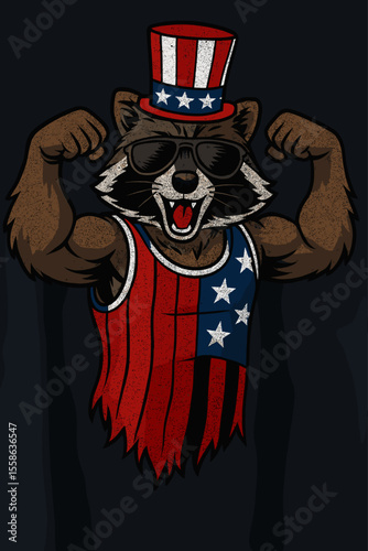 funny raccoon uncle sam cartoon vector illustration